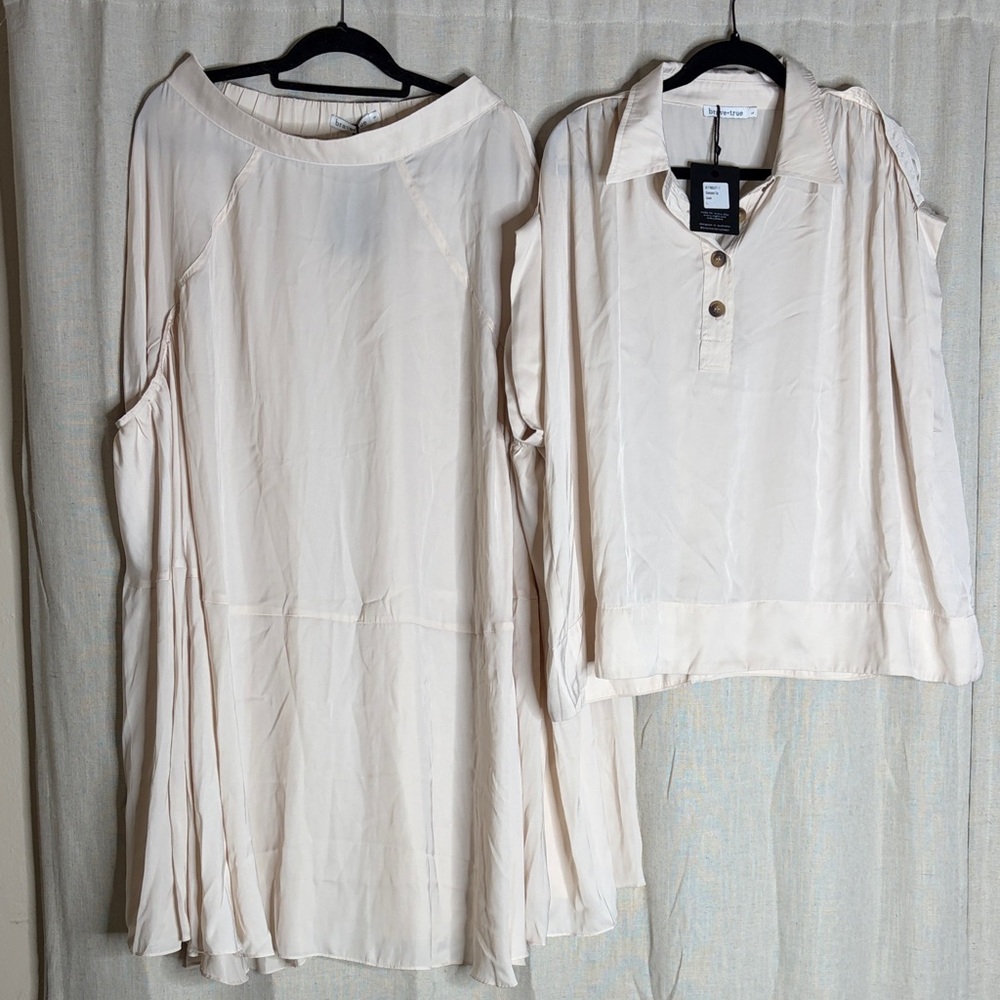 BRAVE AND TRUE SIZE L Elegant Cream Women's Tops Set